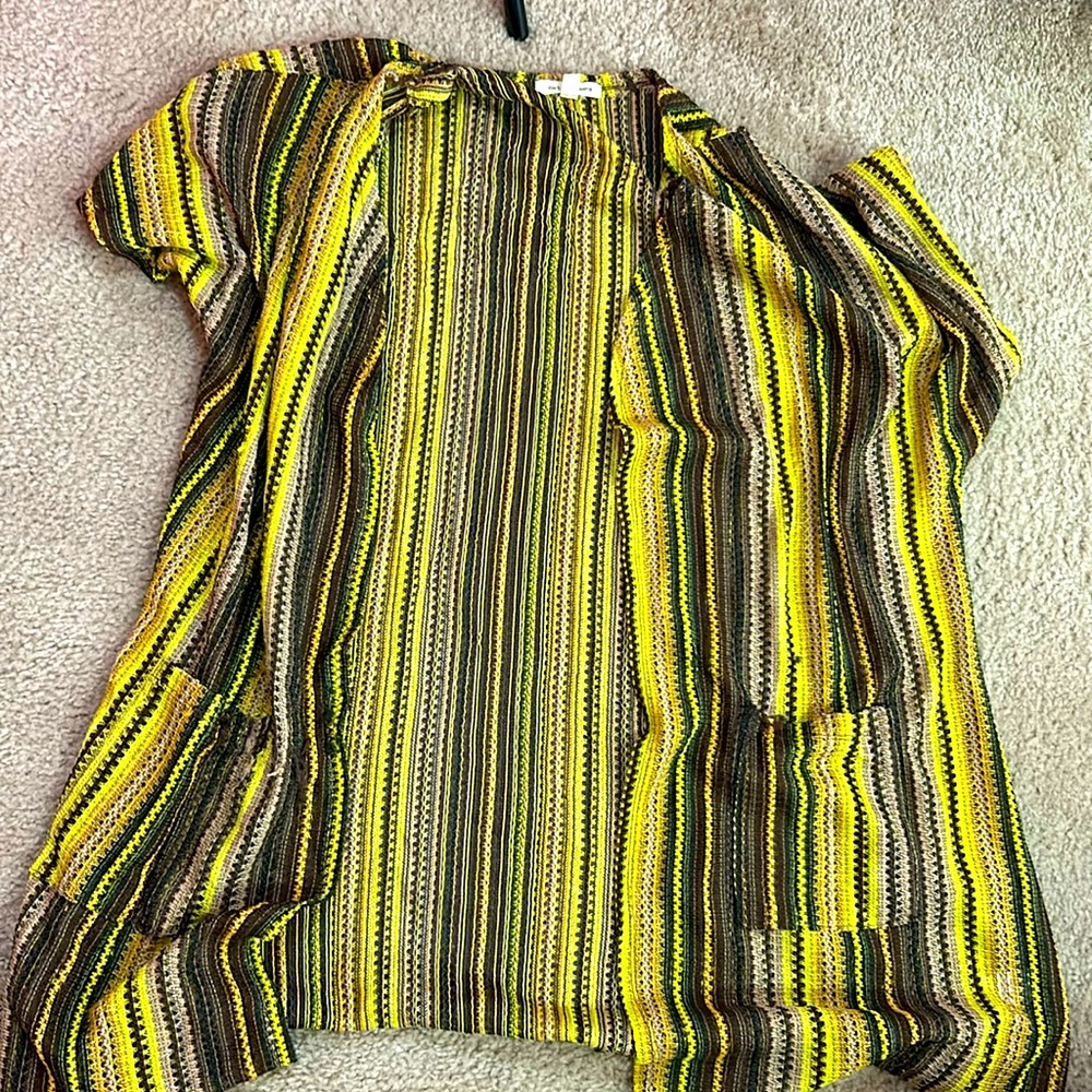 Neon & Brown Thin Knit Cardigan